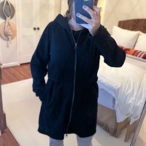 Athleta fleece lined, cinch waist, cotton trench coat